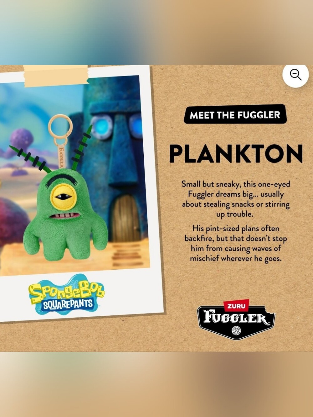 Fuggler x SpongeBob Squarepants Plush Keychain - Sheldon Plankton - Picture 3 of 3